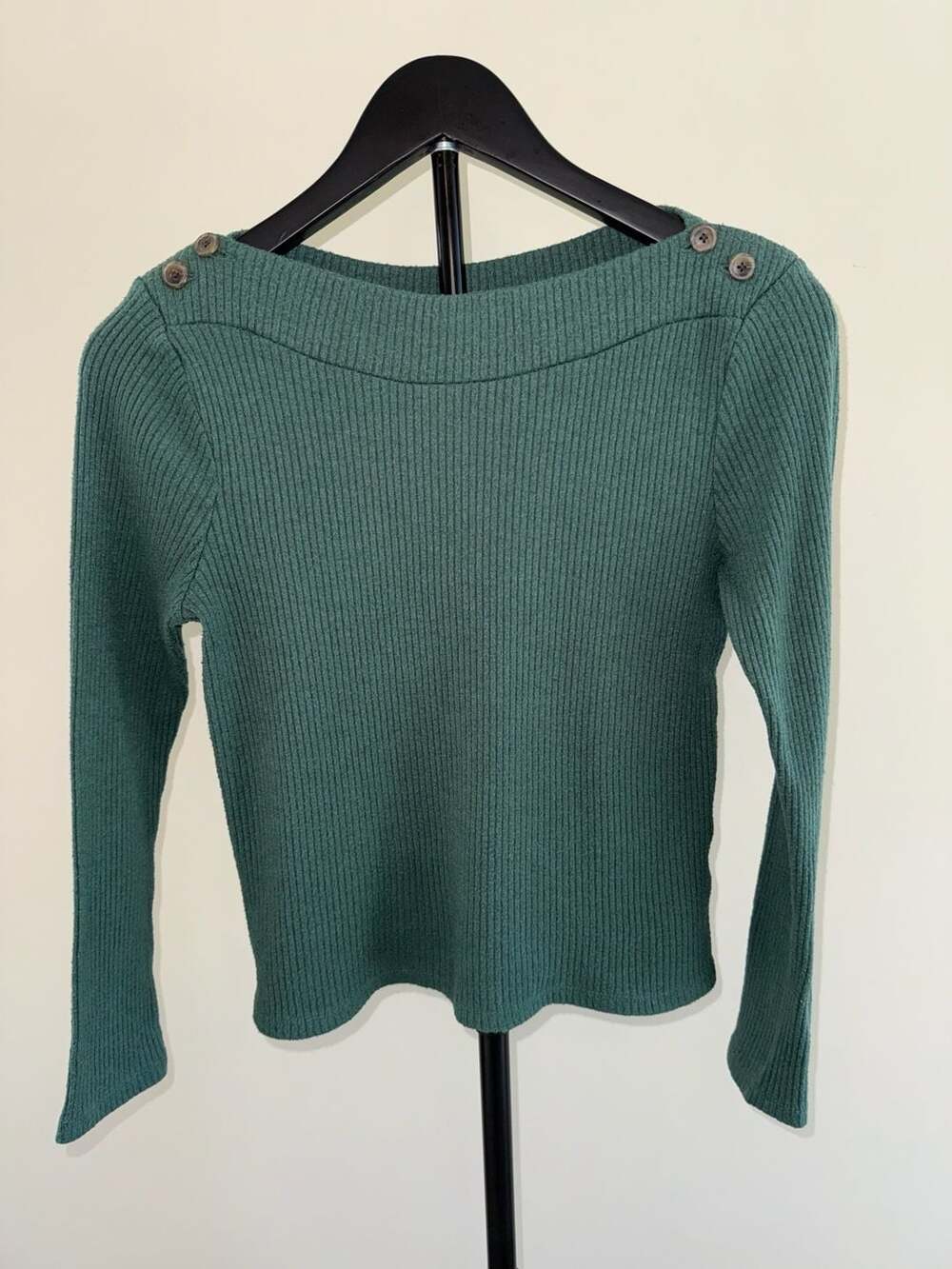 Madewell Boatneck Button Sweater Size M Green